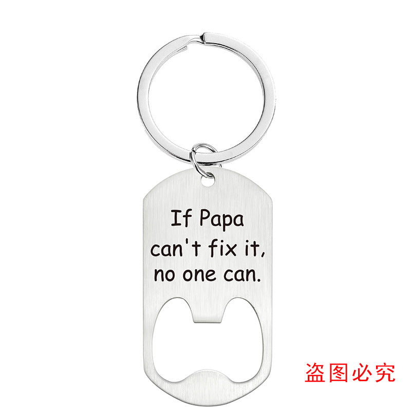 Wholesale Father's Day Gift Lettering Metal Bottle Opener Keychain